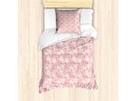 Abakuhaus Set Copripiumino Per Letto Singolo, Motivo Floreale Femminile, Antiacaro, Adatto A Chi Soffre Di Allergie, Con Federa, 135 Cm X 200 Cm - 80 X 80 Cm, Rosa Pallido E Guscio D'uovo