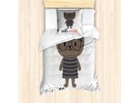 Abakuhaus Hello World Set Copripiumino Per Letti Singoli, Gatto Cartoon Hello World, Antiacaro, Adatto A Chi Soffre Di Allergie, Con Federa, 135 Cm X 200 Cm - 80 X 80 Cm, Multicolore