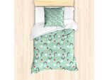 Abakuhaus Set Copripiumino Per Letto Singolo, Arcobaleno-Cielo-Nuvole-Cuore, Antiacaro, Adatto A Chi Soffre Di Allergie, Con Federa, 135 Cm X 200 Cm - 80 X 80 Cm, Verde Menta Multicolore