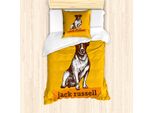 Abakuhaus Set Copripiumino Jack Russell Per Letti Singoli, Disegno Cucciolo Grunge, Antiacaro, Adatto A Chi Soffre Di Allergie, Con Federa, 135 Cm X 200 Cm - 80 X 80 Cm, Arancione Pallido Arancione