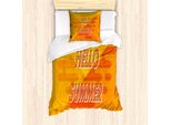 Abakuhaus Set Copripiumino Hello Summer Per Letti Singoli, Design Astratto Hello Summer, Antiacaro, Adatto A Chi Soffre Di Allergie, Con Federa, 135 Cm X 200 Cm - 80 X 80 Cm, Arancione Senape