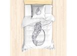 Abakuhaus Set Copripiumino Per Letto Singolo, Motivo Floreale Ornamentale Con Conchiglie, Antiacaro E Anallergico, Con Federa, 135 Cm X 200 Cm - 80 X 80 Cm, Color Cocco E Blu Notte