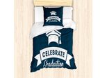 Abakuhaus Set Copripiumino Per Letto Singolo, Cappellino Celebrativo, Antiacaro, Adatto A Chi Soffre Di Allergie, Con Federa, 135 Cm X 200 Cm - 80 X 80 Cm, Blu Petrolio Scuro E Bianco