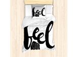 Abakuhaus Set Copripiumino Per Letto Singolo, Parole Positive Monocromatiche, Antiacaro, Adatto A Chi Soffre Di Allergie, Con Federa, 135 Cm X 200 Cm - 80 X 80 Cm, Bianco E Nero