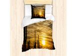 Abakuhaus Set Copripiumino Arizona Per Letti Singoli, Horizont Skyline E Cactus, Antiacaro, Adatto A Chi Soffre Di Allergie, Con Federa, 135 Cm X 200 Cm - 80 X 80 Cm, Multicolore