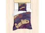 Abakuhaus Set Copripiumino Femminile Per Letti Singoli, Fiori Astratti Artistici Femminili, Antiacaro, Adatto A Chi Soffre Di Allergie, Con Federa, 135 Cm X 200 Cm - 80 X 80 Cm, Multicolore