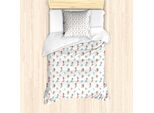 Abakuhaus Set Copripiumino Per Letto Singolo Hula Girl, Donne Che Nuotano E Fanno Surf, Antiacaro, Adatto A Chi Soffre Di Allergie, Con Federa, 135 Cm X 200 Cm - 80 X 80 Cm, Azzurro Pallido E Bianco