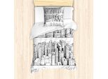 Abakuhaus Set Copripiumino Per Letti Singoli, Linea Grattacieli, Antiacaro, Adatto A Chi Soffre Di Allergie, Con Federa, 135 Cm X 200 Cm - 80 X 80 Cm, Grigio Antracite Bianco