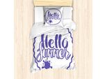 Abakuhaus Set Copripiumino Hello Summer Per Letti Singoli, Hello Summer Season Kreis, Antiacaro, Adatto A Chi Soffre Di Allergie, Con Federa, 135 Cm X 200 Cm - 80 X 80 Cm, Blu, Viola E Bianco