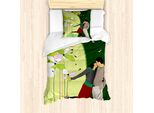 Abakuhaus Set Copripiumino Per Letti Singoli, Composizione Astratta Amore, Antiacaro, Adatto A Chi Soffre Di Allergie, Con Federa, 135 Cm X 200 Cm - 80 X 80 Cm, Multicolore
