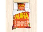 Abakuhaus Set Copripiumino Aloha Per Letti Singoli, Aloha Stile Esotico Estivo, Antiacaro, Adatto A Chi Soffre Di Allergie, Con Federa, 135 Cm X 200 Cm - 80 X 80 Cm, Multicolore
