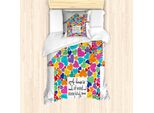 Abakuhaus Set Copripiumino Per Letto Singolo Con Proverbio, Casa Con Cuore - Home Love, Antiacaro, Adatto A Chi Soffre Di Allergie, Con Federa, 135 Cm X 200 Cm - 80 X 80 Cm, Multicolore
