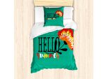 Abakuhaus Set Copripiumino Hello Summer Per Letti Singoli, Motivo Floreale Hello Summer, Antiacaro, Adatto A Chi Soffre Di Allergie, Con Federa, 135 Cm X 200 Cm - 80 X 80 Cm, Verde Mare Nero