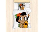 Abakuhaus Set Copripiumino Per Letto Singolo Hula MäDchen, Ragazze Che Suonano L'ukulele, Antiacaro, Adatto A Chi Soffre Di Allergie, Con Federa, 135 Cm X 200 Cm - 80 X 80 Cm, Multicolore