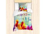 Abakuhaus Set Copripiumino Per Letto Singolo Con Proverbio, Parole Romantiche Con Fiori, Antiacaro, Adatto A Chi Soffre Di Allergie, Con Federa, 135 Cm X 200 Cm - 80 X 80 Cm, Multicolore