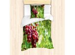 Abakuhaus Set Copripiumino Per Letto Singolo, Bunch Of Wine Frutta Foglie, Antiacaro Adatto A Chi Soffre Di Allergie Con Federa, 135 Cm X 200 Cm - 80 X 80 Cm, Verde Lime Corallo Scuro