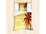 Abakuhaus Set Copripiumino Per Letto Singolo, Tropical Sunset Con Cielo Sfumato, Antiacaro, Adatto A Chi Soffre Di Allergie, Con Federa, 135 Cm X 200 Cm - 80 X 80 Cm, Multicolore