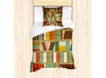 Abakuhaus Set Copripiumino Per Letto Singolo, Stampa Vintage Biblioteca, Antiacaro E Anallergico Con Federa, 135 Cm X 200 Cm - 80 X 80 Cm, Multicolore