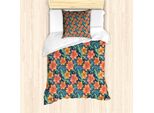 Set Copripiumino Abakuhaus Per Letti Singoli, Lilly Fiori Scarabocchiati, Antiacaro, Adatto A Chi Soffre Di Allergie, Con Federa, 135 Cm X 200 Cm - 80 X 80 Cm, Multicolore