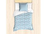 Abakuhaus Set Copripiumino Per Letto Singolo, Unicorno E Fenicottero In Gomma, Antiacaro E Anallergico, Con Federa, 135 Cm X 200 Cm - 80 X 80 Cm, Azzurro Pallido E Bianco