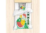 Abakuhaus Set Copripiumino Hello Summer Per Letti Singoli, Tema Tropic Cocktail, Antiacaro, Adatto A Chi Soffre Di Allergie, Con Federa, 135 Cm X 200 Cm - 80 X 80 Cm, Multicolore