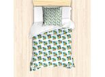 Abakuhaus Set Copripiumino Per Letti Singoli, Motivo Cheetah Greenery, Antiacaro, Adatto A Chi Soffre Di Allergie, Con Federa, 135 Cm X 200 Cm - 80 X 80 Cm, Arancione Scuro Verde Acqua