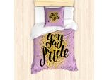 Abakuhaus Set Copripiumino Per Letti Singoli, Motivi Gay Pride Su Sfondo Viola, Antiacaro E Anallergico, Con Federa, 135 Cm X 200 Cm - 80 X 80 Cm, Viola Multicolore