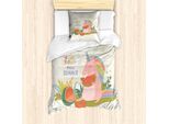 Abakuhaus Set Copripiumino Per Letto Singolo, Estate Unicorno Anguria, Antiacaro, Adatto A Chi Soffre Di Allergie, Con Federa, 135 Cm X 200 Cm - 80 X 80 Cm, Multicolore