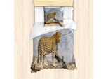 Abakuhaus Set Copripiumino Leopard, Creatura Feroce E Affascinante Su Ramo Con Sfondo Sfocato In Piedi, 135 X 200 Cm + 80 X 80 Cm, Multicolore