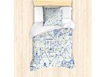 Abakuhaus Set Copripiumino Per Letti Singoli, Notebook Con Formule Tecniche, Antiacaro Adatto A Chi Soffre Di Allergie Con Federa, 135 Cm X 200 Cm - 80 X 80 Cm, Avorio Indaco
