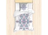 Abakuhaus Set Copripiumino Azteco Per Letti Singoli, Disegno Geometrico Tatuaggio, Antiacaro E Anallergico Con Federa, 135 Cm X 200 Cm - 80 X 80 Cm, Azzurro Rosa