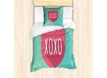 Abakuhaus Xoxo Set Copripiumino Per Letti Singoli, Guard Kuss AbküRzung, Antiacaro, Adatto A Chi Soffre Di Allergie, Con Federa, 135 Cm X 200 Cm - 80 X 80 Cm, Pale Seafoam Pale Rubin