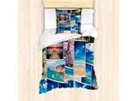Abakuhaus Set Copripiumino Collage Per Letti Singoli, Tropical Holiday Polaroids, Antiacaro, Adatto A Chi Soffre Di Allergie, Con Federa, 135 Cm X 200 Cm - 80 X 80 Cm, Multicolore