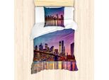 Set Copripiumino Abakuhaus Nyc Per Letti Singoli, Vivid Manhattan Skyline Al Tramonto, Antiacaro, Adatto A Chi Soffre Di Allergie, Con Federa, 135 Cm X 200 Cm - 80 X 80 Cm, Multicolore