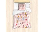 Abakuhaus Set Copripiumino Per Letto Singolo, Uccelli Botanici Artistici, Antiacaro, Adatto A Chi Soffre Di Allergie, Con Federa, 135 Cm X 200 Cm - 80 X 80 Cm, Rosa Multicolore