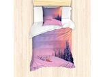 Abakuhaus Set Copripiumino Per Letto Singolo, Paesaggio Invernale, Antiacaro, Adatto A Chi Soffre Di Allergie, Con Federa, 135 Cm X 200 Cm - 80 X 80 Cm, Multicolore