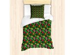 Abakuhaus Set Copripiumino Tropicale Per Letti Singoli, Foglie Estive Colorate, Antiacaro, Adatto A Chi Soffre Di Allergie, Con Federa, 135 Cm X 200 Cm - 80 X 80 Cm, Multicolore