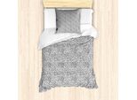 Set Copripiumino Abakuhaus Con Stampa Animali, Motivo Leopardato Monocromatico Continuo African Safari, 135 X 200 Cm + 80 X 80 Cm, Grigio Antracite E Bianco