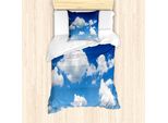 Abakuhaus Set Copripiumino Per Letto Singolo, Fluffy Wolkengebilde Tageslicht, Antiacaro, Adatto A Chi Soffre Di Allergie, Con Federa, 135 Cm X 200 Cm - 80 X 80 Cm, Cobalt Blue Sky Blue