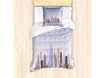 Abakuhaus Nyc Set Copripiumino Per Letti Singoli, Tonalità Pastello Skyline Di New York, Antiacaro, Adatto A Chi Soffre Di Allergie, Con Federa, 135 Cm X 200 Cm - 80 X 80 Cm, Multicolore