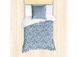 Abakuhaus Set Copripiumino Asiatico Per Letti Singoli, Fiori In Fiore, Antiacaro, Adatto A Chi Soffre Di Allergie, Con Federa, 135 Cm X 200 Cm - 80 X 80 Cm, Blu Ardesia E Azzurro