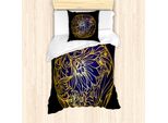Abakuhaus Set Copripiumino Per Letto Singolo, Composizione Rotonda Vintage, Antiacaro, Adatto A Chi Soffre Di Allergie, Con Federa, 135 Cm X 200 Cm - 80 X 80 Cm, Terra Giallo Giallo Pallido