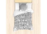 Set Copripiumino Abakuhaus Per Letti Singoli, Arte Culturale Latinoamericana, Antiacaro, Adatto A Chi Soffre Di Allergie, Con Federa, 135 Cm X 200 Cm - 80 X 80 Cm, Grigio Antracite Bianco