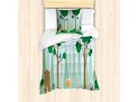 Abakuhaus Forest Friends Set Copripiumino Per Letti Singoli, Woods Cartoon, Antiacaro, Adatto A Chi Soffre Di Allergie, Con Federa, 135 Cm X 200 Cm - 80 X 80 Cm, Multicolore
