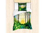 Abakuhaus Set Copripiumino Jungle Leaves Per Letti Singoli, Alba Nella Foresta Natura, Antiacaro Adatto A Chi Soffre Di Allergie Con Federa, 135 Cm X 200 Cm - 80 X 80 Cm, Multicolore