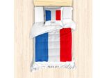 Abakuhaus Francia Set Copripiumino Per Letti Singoli, Bandiera Acquerellata Stilizzata, Antiacaro E Anallergico Con Federa, 135 Cm X 200 Cm - 80 X 80 Cm, Blu Cobalto Vermiglio