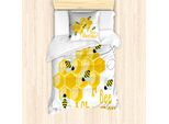 Abakuhaus Set Copripiumino Per Letto Singolo Honey Bee, Scritta Biene Charmeur, Antiacaro, Adatto A Chi Soffre Di Allergie, Con Federa, 135 Cm X 200 Cm - 80 X 80 Cm, Arancione E Bianco