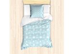 Abakuhaus Set Copripiumino Cielo Blu, Assortimento Di Motivi Decorativi A Tema Fantasy Con Stelle Stilizzate, 135 X 200 Cm + 80 X 80 Cm, Blu Cadetto Chiaro E Bianco