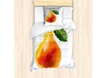 Abakuhaus Set Copripiumino Per Letto Singolo, Acquerello Con Motivi Fruttati, Antiacaro, Adatto A Chi Soffre Di Allergie, Con Federa, 135 Cm X 200 Cm - 80 X 80 Cm, Arancione Vermiglio Verde