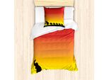 Abakuhaus Set Copripiumino Per Letto Singolo, Ombre Sky Mammiferi, Antiacaro, Adatto A Chi Soffre Di Allergie, Con Federa, 135 Cm X 200 Cm - 80 X 80 Cm, Giallo Corallo Scuro